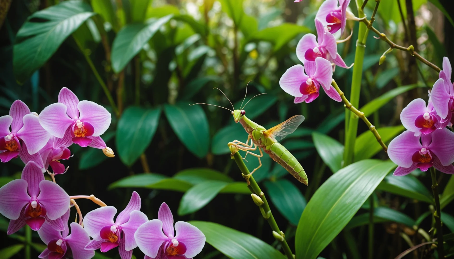 mante religieuse orchidées