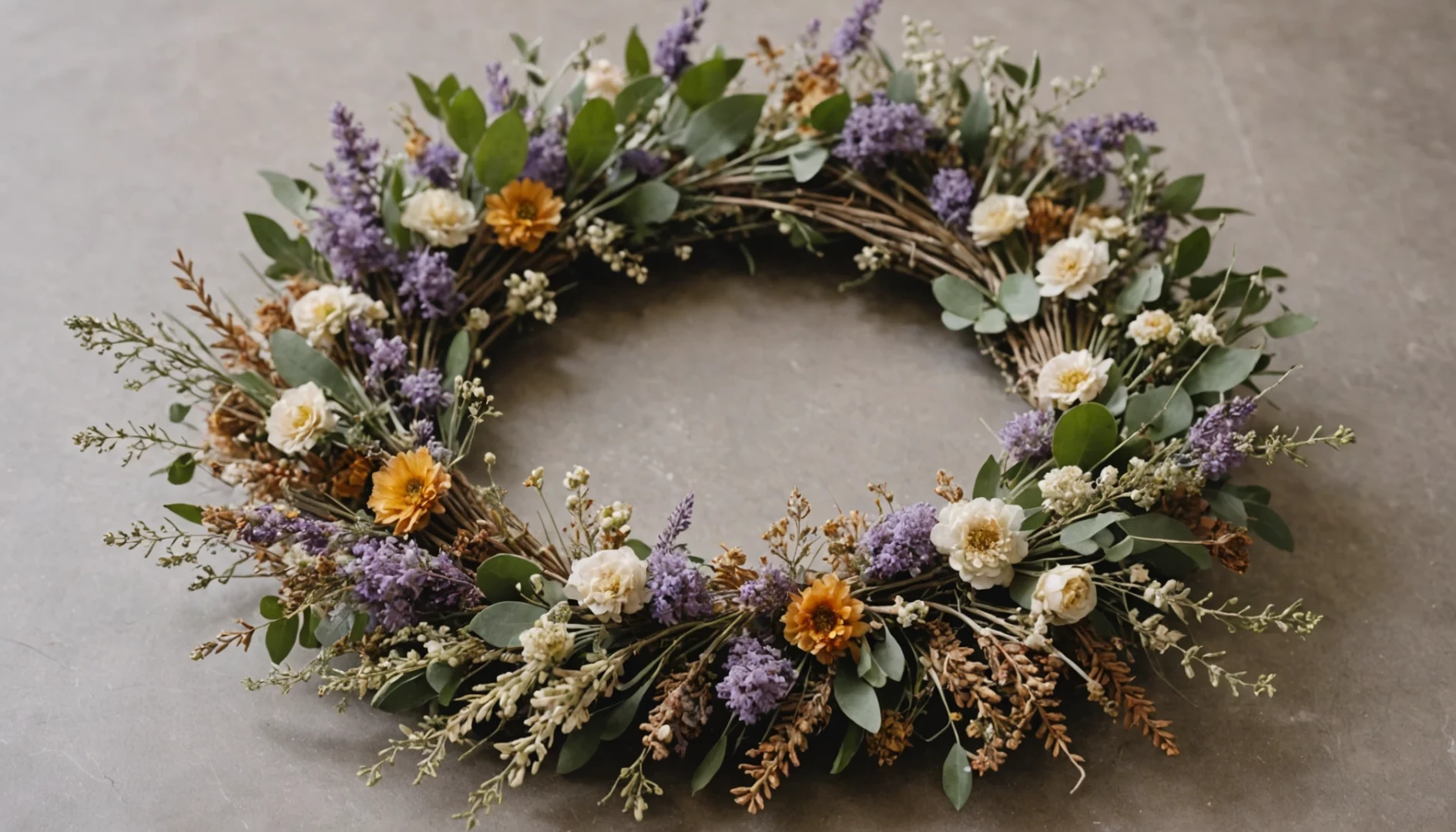 couronne de fleurs sechees